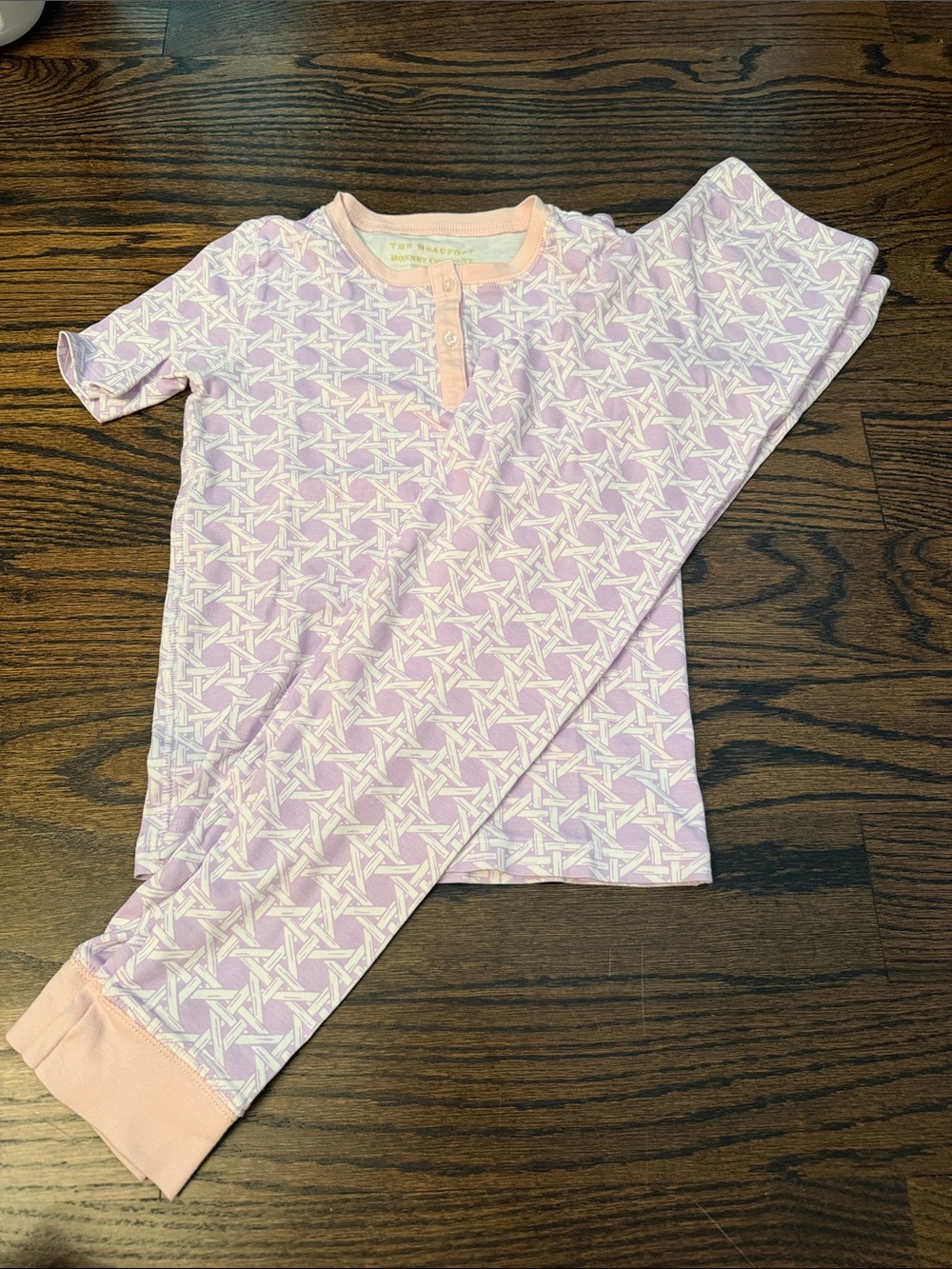 The Beaufort Bonnet Company Pink and White Starfish Print Pajama Set
